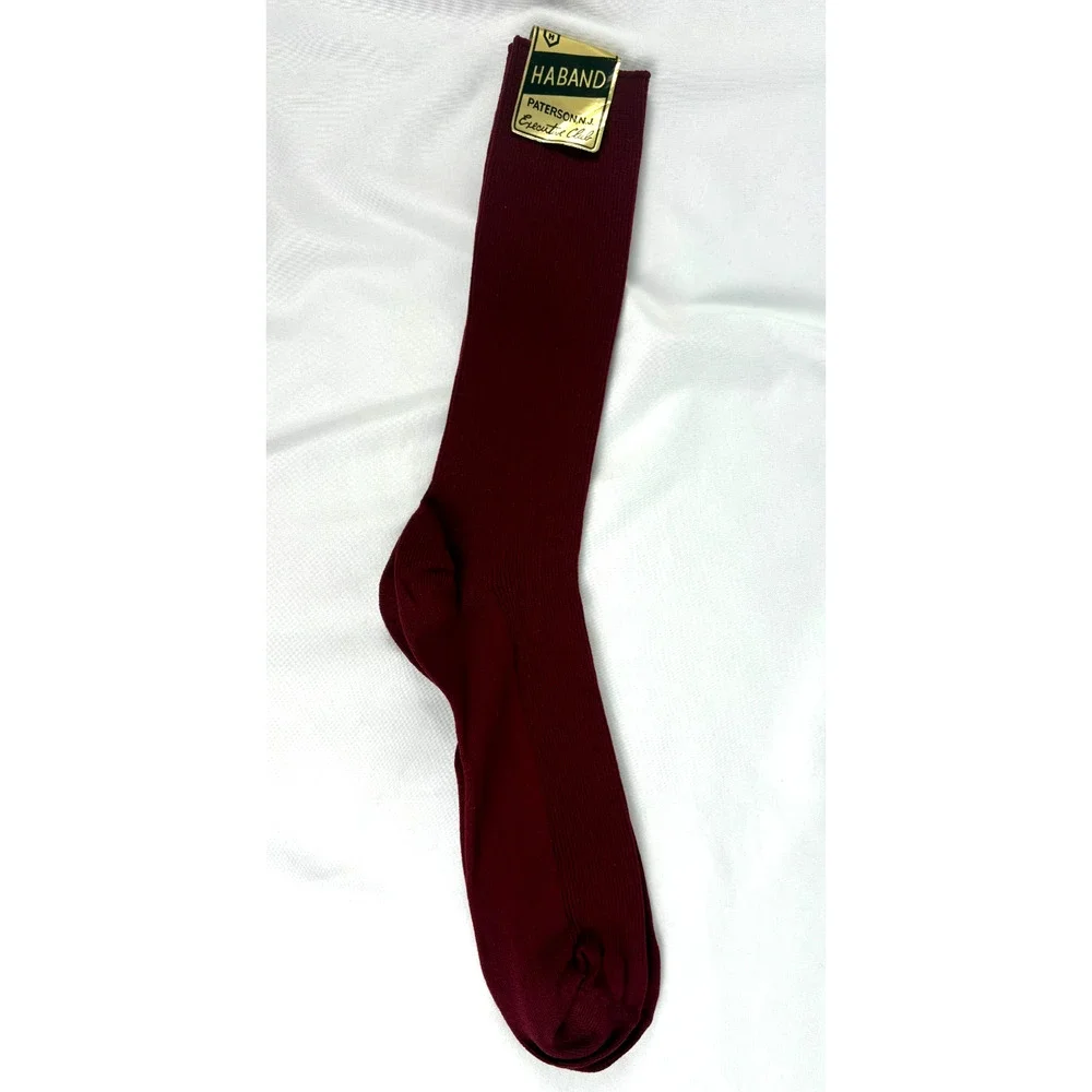 Vintage Haband Executive Club Stretch Nylon Dress Socks Maroon NOS Medium RN1506